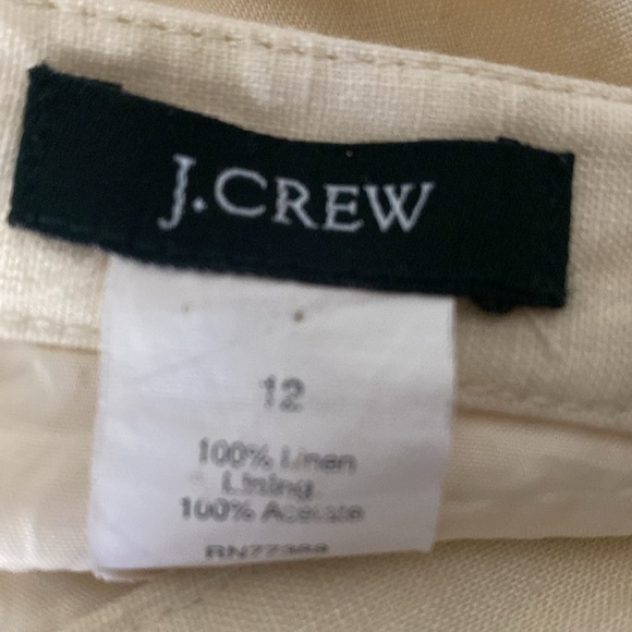 J.Crew size 12 linen skirt, cream with white red and pink accents with sequins - Picture 3 of 7